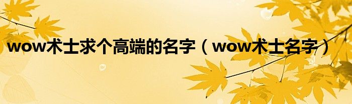 wow术士求个高端的名字（wow术士名字）