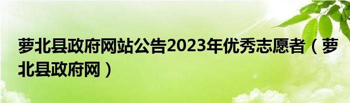 萝北县政府网站公告2023年优秀志愿者（萝北县政府网）