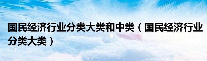 国民经济行业分类大类和中类（国民经济行业分类大类）