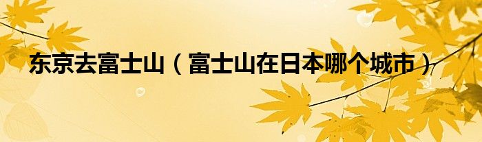 东京去富士山（富士山在日本哪个城市）