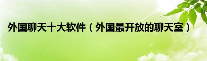 外国聊天十大软件（外国最开放的聊天室）