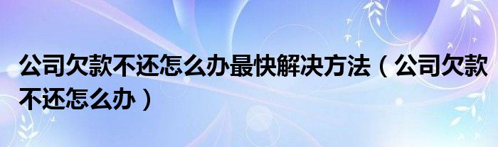 公司欠款不还怎么办最快解决方法（公司欠款不还怎么办）