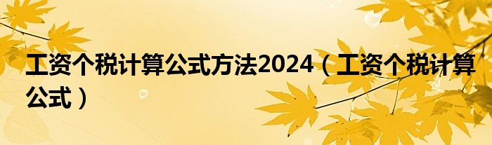 工资个税计算公式方法2024（工资个税计算公式）