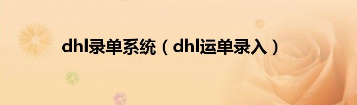 dhl录单系统（dhl运单录入）