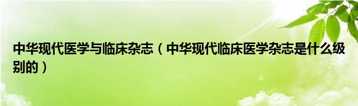 中华现代医学与临床杂志（中华现代临床医学杂志是什么级别的）