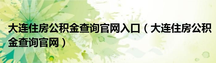 大连住房公积金查询官网入口（大连住房公积金查询官网）