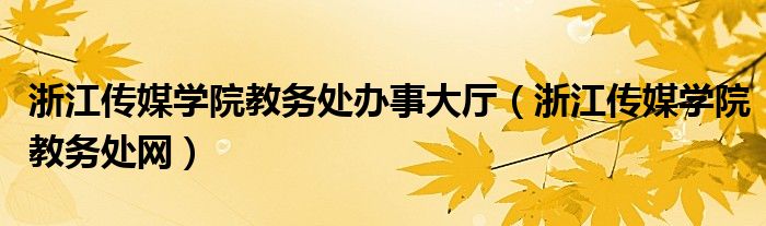 浙江传媒学院教务处办事大厅（浙江传媒学院教务处网）