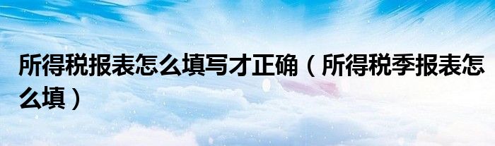 所得税报表怎么填写才正确（所得税季报表怎么填）