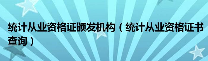 统计从业资格证颁发机构（统计从业资格证书查询）