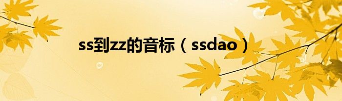 ss到zz的音标（ssdao）