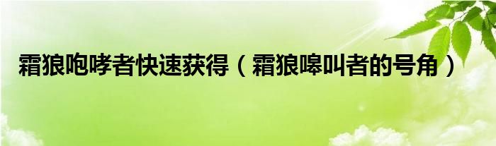 霜狼咆哮者快速获得（霜狼嗥叫者的号角）