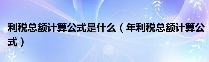 利税总额计算公式是什么（年利税总额计算公式）