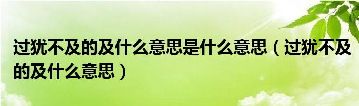 过犹不及的及什么意思是什么意思（过犹不及的及什么意思）