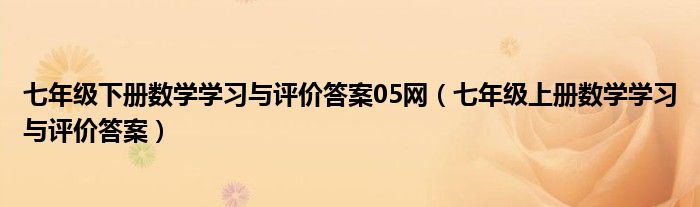 七年级下册数学学习与评价答案05网（七年级上册数学学习与评价答案）