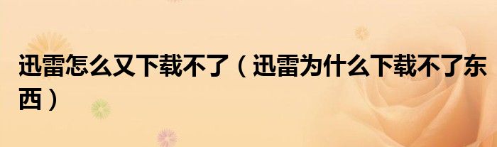 迅雷怎么又下载不了（迅雷为什么下载不了东西）