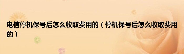 电信停机保号后怎么收取费用的（停机保号后怎么收取费用的）