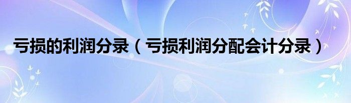 亏损的利润分录（亏损利润分配会计分录）