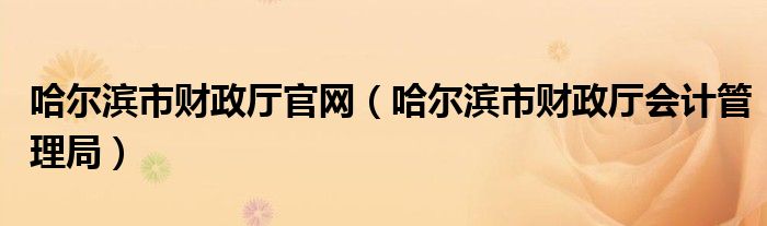 哈尔滨市财政厅官网（哈尔滨市财政厅会计管理局）