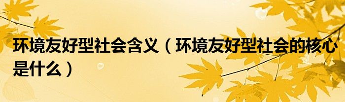 环境友好型社会含义（环境友好型社会的核心是什么）