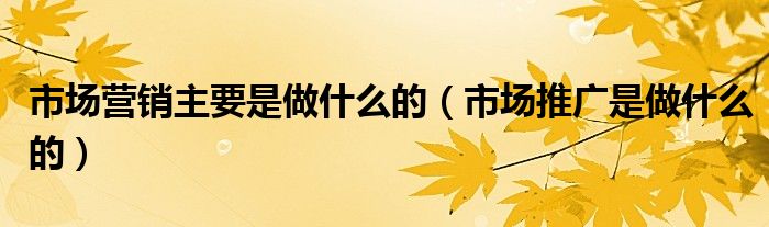 市场营销主要是做什么的（市场推广是做什么的）