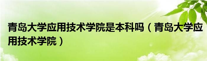 青岛大学应用技术学院是本科吗（青岛大学应用技术学院）