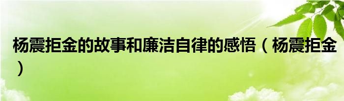 杨震拒金的故事和廉洁自律的感悟（杨震拒金）