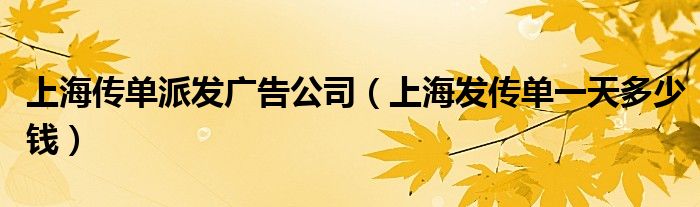 上海传单派发广告公司（上海发传单一天多少钱）