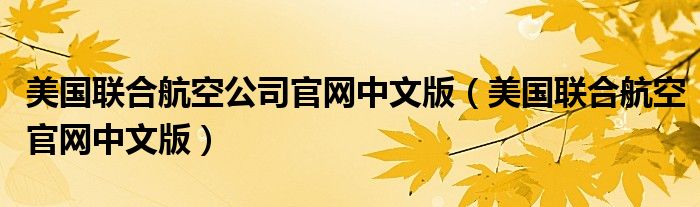 美国联合航空公司官网中文版（美国联合航空官网中文版）