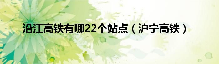 沿江高铁有哪22个站点（沪宁高铁）