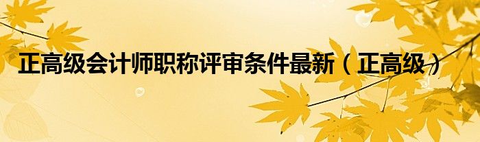 正高级会计师职称评审条件最新（正高级）