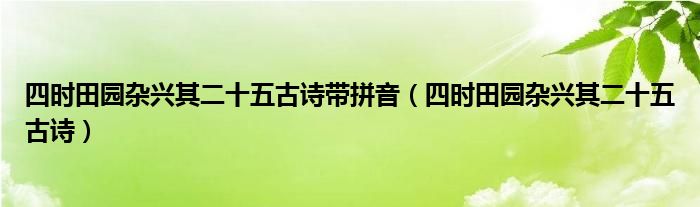 四时田园杂兴其二十五古诗带拼音（四时田园杂兴其二十五古诗）