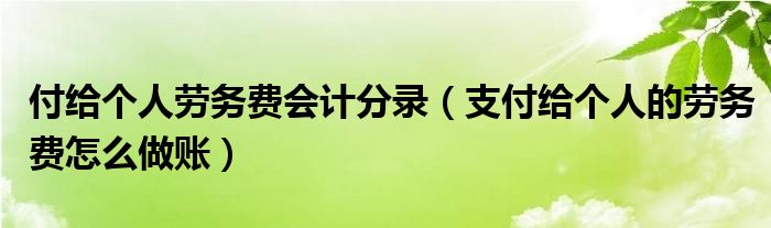 付给个人劳务费会计分录（支付给个人的劳务费怎么做账）