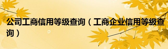 公司工商信用等级查询（工商企业信用等级查询）