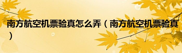 南方航空机票验真怎么弄（南方航空机票验真）