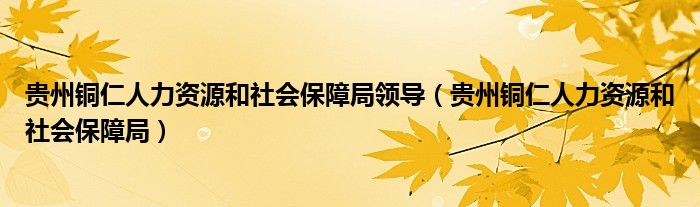 贵州铜仁人力资源和社会保障局领导（贵州铜仁人力资源和社会保障局）