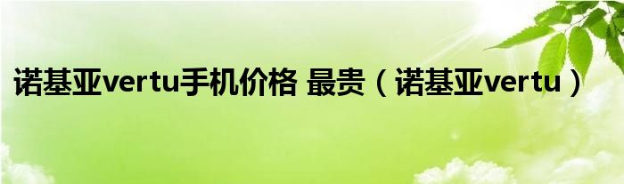 诺基亚vertu手机价格 最贵（诺基亚vertu）