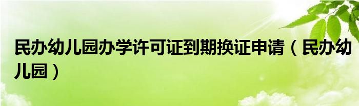 民办幼儿园办学许可证到期换证申请（民办幼儿园）