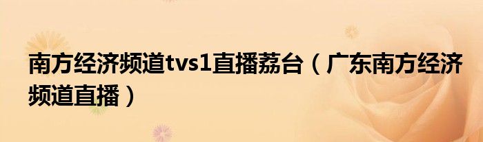 南方经济频道tvs1直播荔台（广东南方经济频道直播）