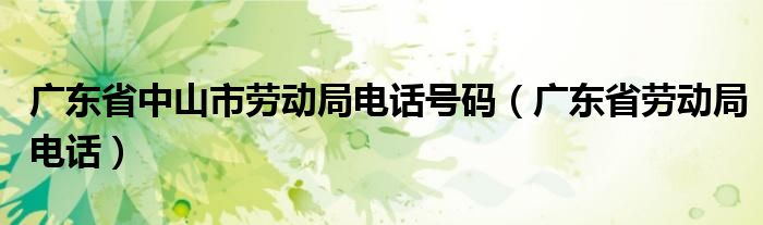 广东省中山市劳动局电话号码（广东省劳动局电话）