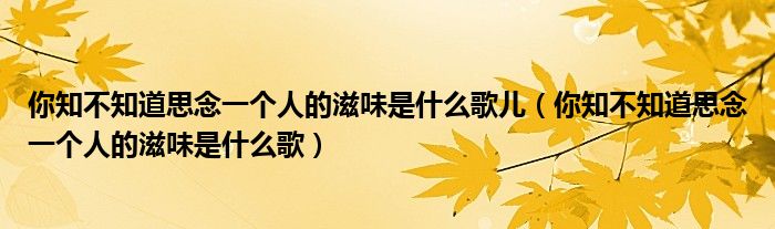 你知不知道思念一个人的滋味是什么歌儿（你知不知道思念一个人的滋味是什么歌）