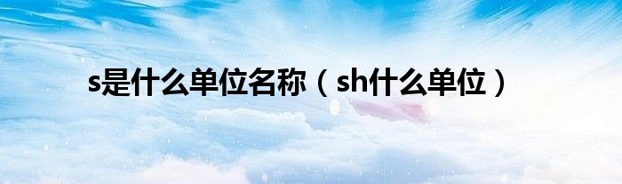 s是什么单位名称（sh什么单位）