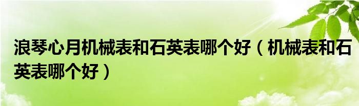 浪琴心月机械表和石英表哪个好（机械表和石英表哪个好）