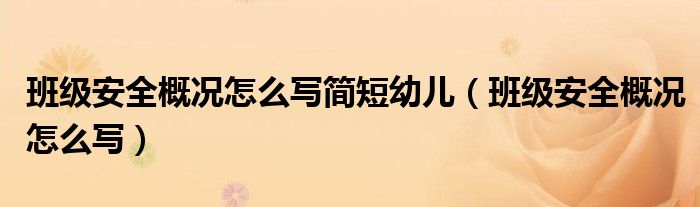 班级安全概况怎么写简短幼儿（班级安全概况怎么写）