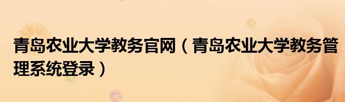 青岛农业大学教务官网（青岛农业大学教务管理系统登录）