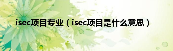 isec项目专业（isec项目是什么意思）