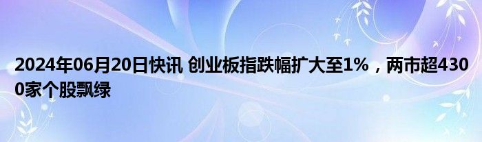 2024年06月20日快讯 创业板指跌幅扩大至1%，两市超4300家个股飘绿