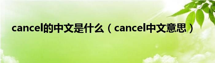 cancel的中文是什么（cancel中文意思）