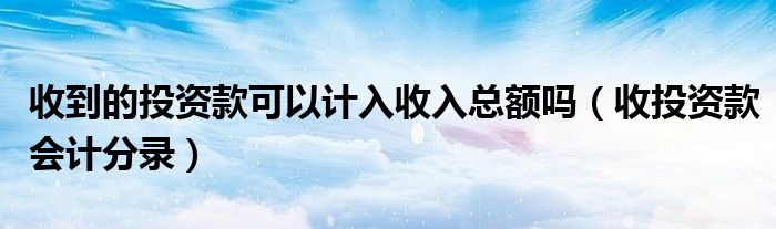 收到的投资款可以计入收入总额吗（收投资款会计分录）