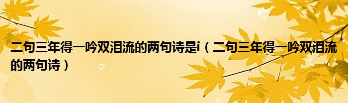 二句三年得一吟双泪流的两句诗是i（二句三年得一吟双泪流的两句诗）