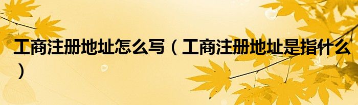 工商注册地址怎么写（工商注册地址是指什么）